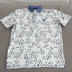 Greyson White and Navy Patterned Polo Shirt- Gator Creek